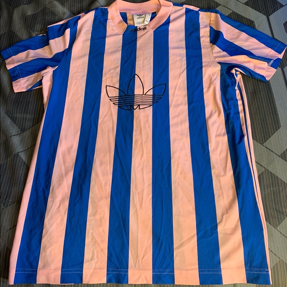 Adidas Original Blue and Pink Striped Shirt